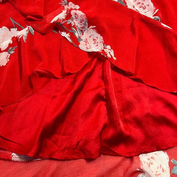 Lulus Love in Bloom Red Floral Print Off-the-Shoulder High-Low Dress Size XS - Picture 8 of 13